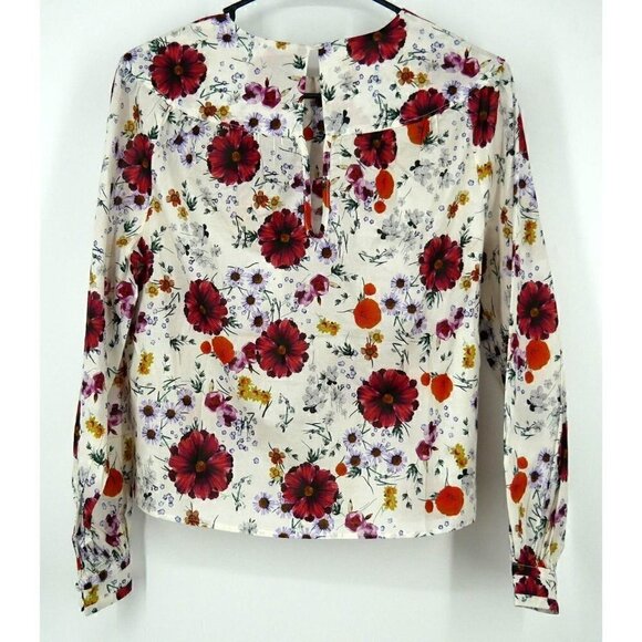 NWT Marine Layer Ruffle Yoke Long Sleeve in Wildflower Print Red White XL - Picture 4 of 5